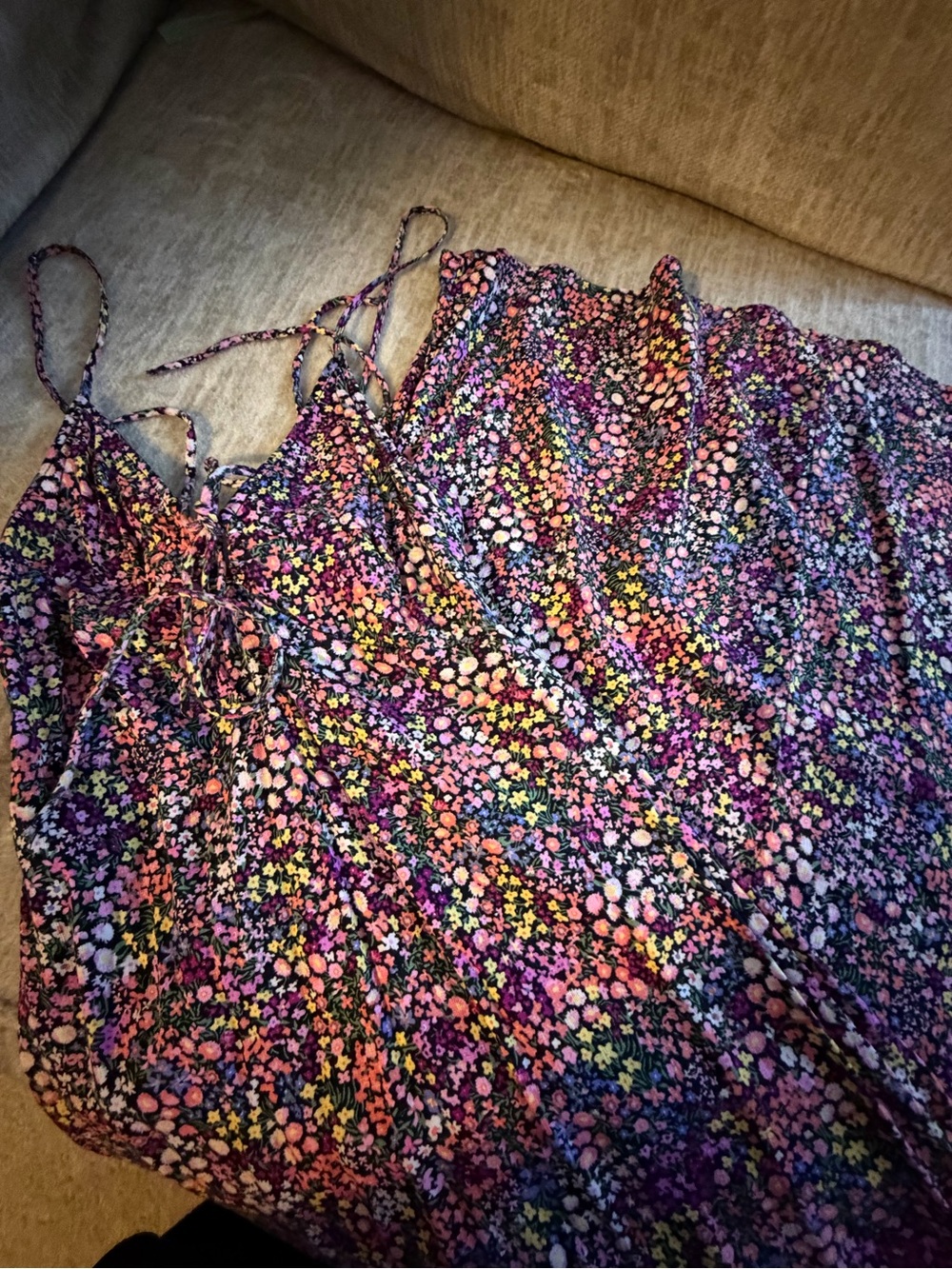 Floral Print Adjustable-Strap Nightgown - Purple Multi
